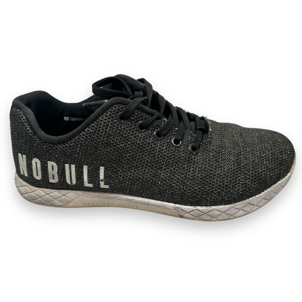 NOBULL Trainers Running Shoes Men's 8 Women’s 9.5 Black White Sneakers Lace Up